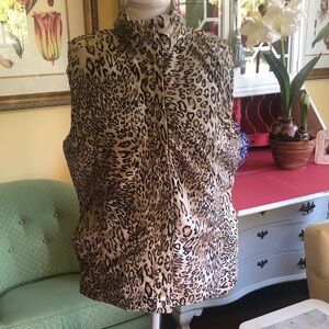 Reversible Leopard Print/Beige Sleeveless Vest